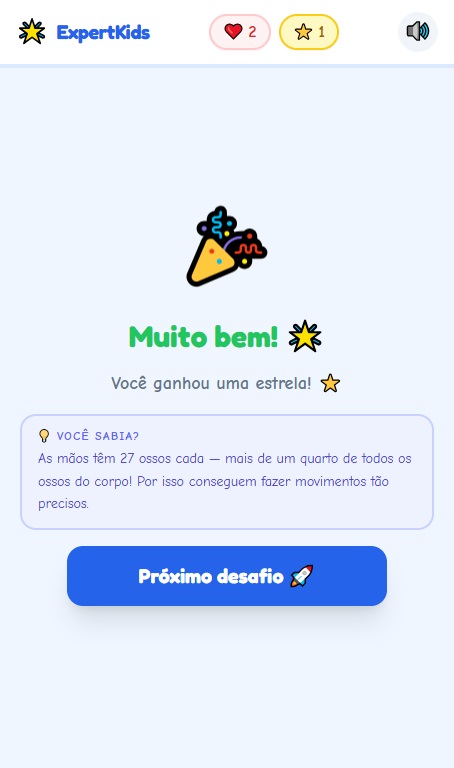 Feedback de acerto com estrelas